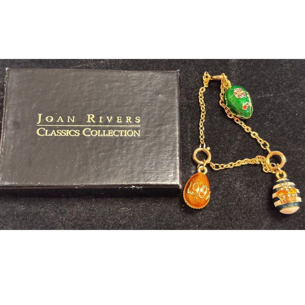 NIB Joan Rivers Fabergé Egg Charm Extender Set Pendants (1997 Collection)